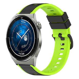 For Huawei Watch GT3 Pro 46mm 22mm Two-Color Silicone Watch Band(Black+Lime Green)