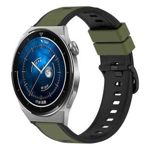 For Huawei Watch GT3 Pro 46mm 22mm Two-Color Silicone Watch Band(Army Green + Black)