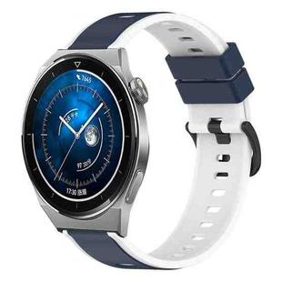 For Huawei Watch GT3 Pro 46mm 22mm Two-Color Silicone Watch Band(Midnight Blue + White)