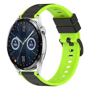 For Huawei Watch GT3 46mm 22mm Two-Color Silicone Watch Band(Black+Lime Green)