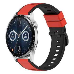 For Huawei Watch GT3 46mm 22mm Two-Color Silicone Watch Band(Red+Black)