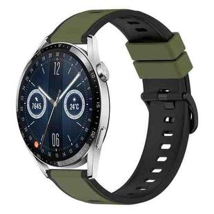 For Huawei Watch GT3 46mm 22mm Two-Color Silicone Watch Band(Army Green + Black)