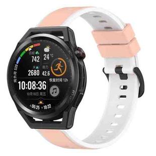 For Huawei Watch GT Runner 22mm Two-Color Silicone Watch Band(Pink+White)