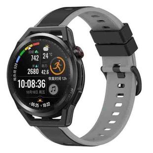 For Huawei Watch GT Runner 22mm Two-Color Silicone Watch Band(Black+Grey)