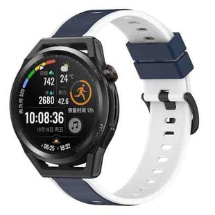 For Huawei Watch GT Runner 22mm Two-Color Silicone Watch Band(Midnight Blue + White)
