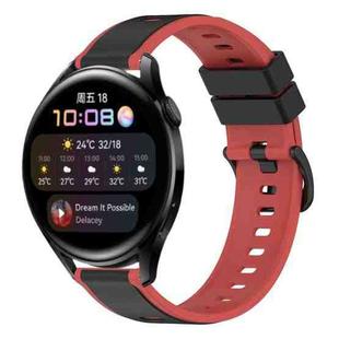 For Huawei Watch 3 22mm Two-Color Silicone Watch Band(Black+Red)