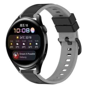 For Huawei Watch 3 22mm Two-Color Silicone Watch Band(Black+Grey)