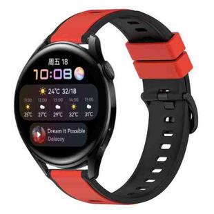 For Huawei Watch 3 22mm Two-Color Silicone Watch Band(Red+Black)