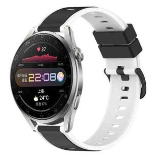 For Huawei Watch 3 Pro 22mm Two-Color Silicone Watch Band(Black+White)