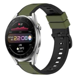 For Huawei Watch 3 Pro 22mm Two-Color Silicone Watch Band(Army Green + Black)