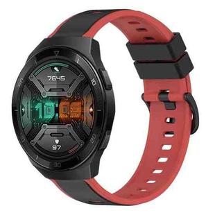 For Huawei Watch GT 2E 22mm Two-Color Silicone Watch Band(Black+Red)