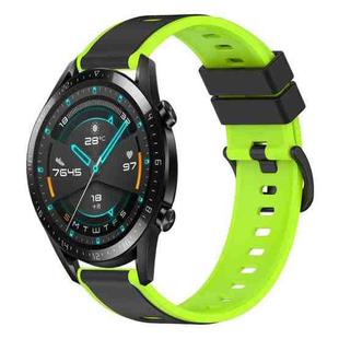 For Huawei GT2 46mm 22mm Two-Color Silicone Watch Band(Black+Lime Green)