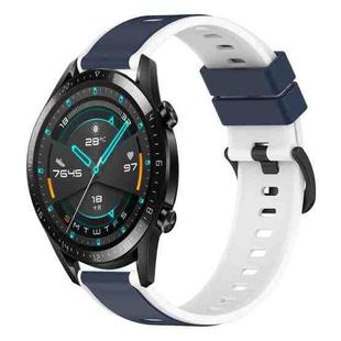 For Huawei GT2 46mm 22mm Two-Color Silicone Watch Band(Midnight Blue + White)