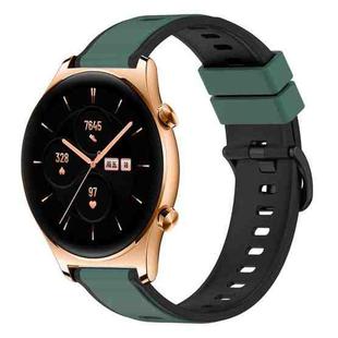 For Honor Watch GS 3 22mm Two-Color Silicone Watch Band(Olive Green + Black)