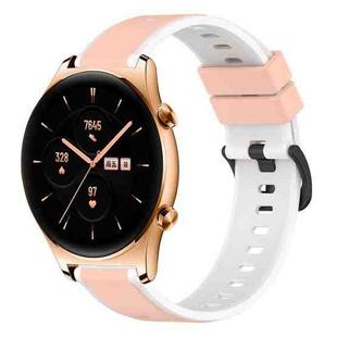 For Honor Watch GS 3 22mm Two-Color Silicone Watch Band(Pink+White)