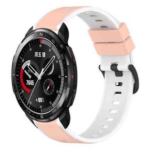 For Honor Watch GS Pro 22mm Two-Color Silicone Watch Band(Pink+White)