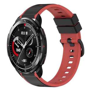 For Honor Watch GS Pro 22mm Two-Color Silicone Watch Band(Black+Red)