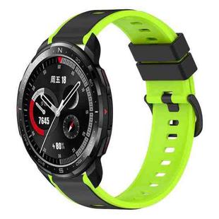 For Honor Watch GS Pro 22mm Two-Color Silicone Watch Band(Black+Lime Green)
