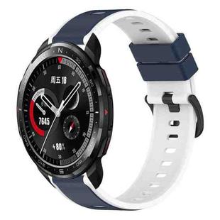 For Honor Watch GS Pro 22mm Two-Color Silicone Watch Band(Midnight Blue + White)
