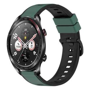 For Honor Watch Dream 22mm Two-Color Silicone Watch Band(Olive Green + Black)