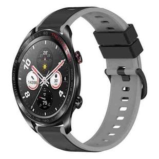For Honor Watch Dream 22mm Two-Color Silicone Watch Band(Black+Grey)