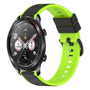 For Honor Watch Dream 22mm Two-Color Silicone Watch Band(Black+Lime Green)