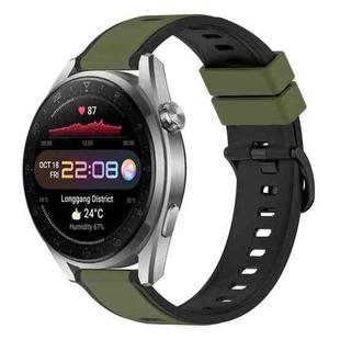 For Huawei Watch 3 Pro New 22mm Two-Color Silicone Watch Band(Army Green + Black)