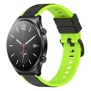 For Xiaomi MI Watch S1 22mm Two-Color Silicone Watch Band(Black+Lime Green)