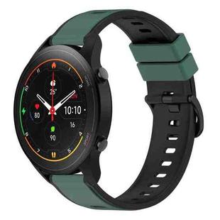 For Xiaomi MI Watch S1 Pro 22mm Two-Color Silicone Watch Band(Olive Green + Black)