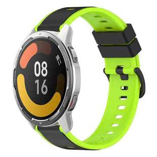 For Xiaomi MI Watch Color 2 22mm Two-Color Silicone Watch Band(Black+Lime Green)