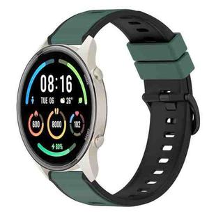 For Xiaomi MI Watch Sport 22mm Two-Color Silicone Watch Band(Olive Green + Black)