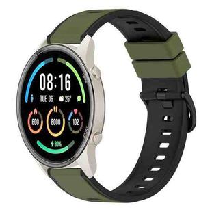 For Xiaomi MI Watch Sport 22mm Two-Color Silicone Watch Band(Army Green + Black)