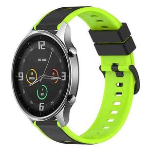 For Xiaomi MI Watch Color 22mm Two-Color Silicone Watch Band(Black+Lime Green)