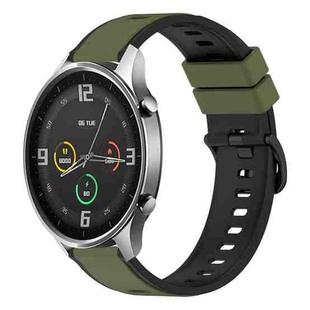 For Xiaomi MI Watch Color 22mm Two-Color Silicone Watch Band(Army Green + Black)