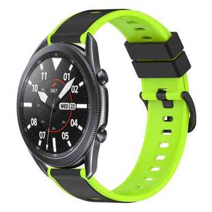 For Samsung Galaxy Watch3 45mm 22mm Two-Color Silicone Watch Band(Black+Lime Green)