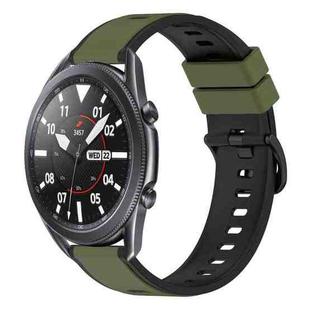 For Samsung Galaxy Watch3 45mm 22mm Two-Color Silicone Watch Band(Army Green + Black)