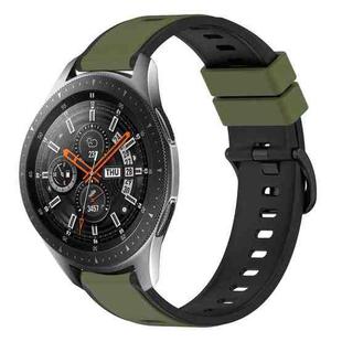 For Samsung Galaxy Watch 46mm 22mm Two-Color Silicone Watch Band(Army Green + Black)