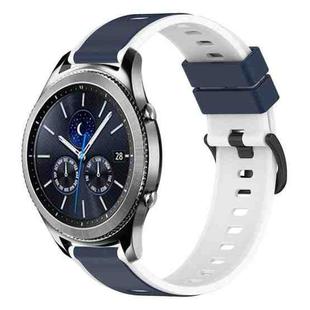 For Samsung Gear S3 Classic 22mm Two-Color Silicone Watch Band(Midnight Blue + White)