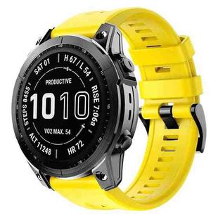 For Garmin Fenix 7X Metal Buckle Solid Color Silicone Watch Band(Yellow)