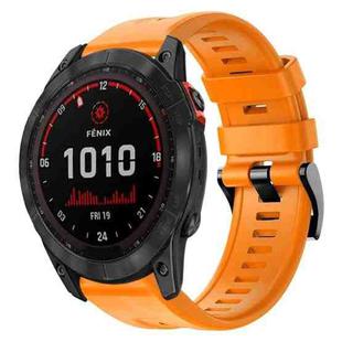 For Garmin Fenix 7X Solar Metal Buckle Solid Color Silicone Watch Band(Orange)