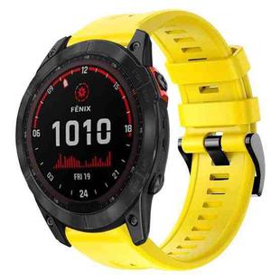 For Garmin Fenix 7X Solar Metal Buckle Solid Color Silicone Watch Band(Yellow)