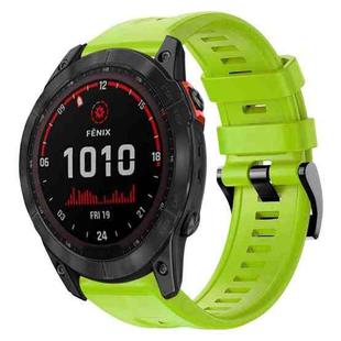 For Garmin Fenix 7X Solar Metal Buckle Solid Color Silicone Watch Band(Green)