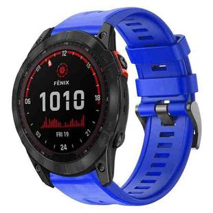 For Garmin Fenix 7X Solar Metal Buckle Solid Color Silicone Watch Band(Skyblue)