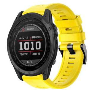 For Garmin Tactix 7 Metal Buckle Solid Color Silicone Watch Band(Yellow)