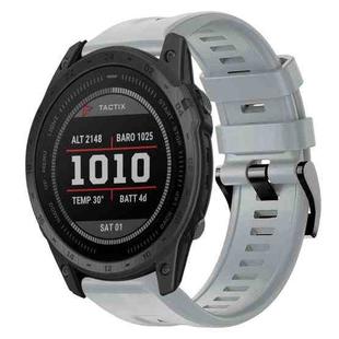 For Garmin Tactix 7 Metal Buckle Solid Color Silicone Watch Band(Grey)