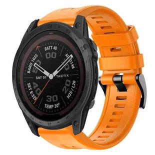 For Garmin Tactix 7 Pro Metal Buckle Solid Color Silicone Watch Band(Orange)
