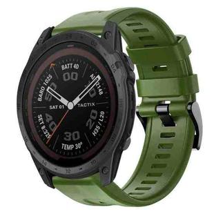 For Garmin Tactix 7 Pro Metal Buckle Solid Color Silicone Watch Band(Army Green)