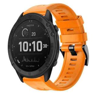 For Garmin Tactix Delta Metal Buckle Solid Color Silicone Watch Band(Orange)