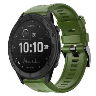 For Garmin Tactix Delta Metal Buckle Solid Color Silicone Watch Band(Army Green)