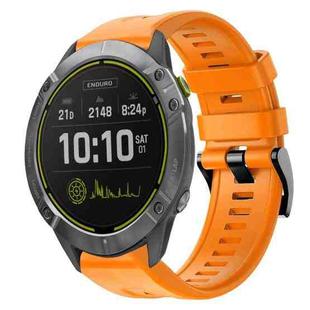 For Garmin Enduro Metal Buckle Solid Color Silicone Watch Band(Orange)